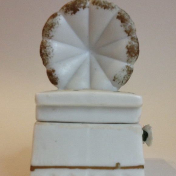 Phonograph Toothpick Holder Vintage Trinket Jewelry Box Unique Ceramic Floral - Picture 5 of 8